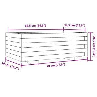 Plantenbak 70x40x26,5 cm massief grenenhout wit 10