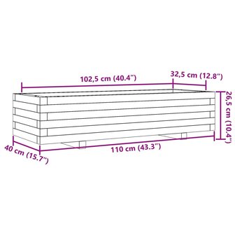 Plantenbak 110x40x26,5 cm massief grenenhout 10