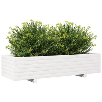 Plantenbak 110x40x26,5 cm massief grenenhout wit 4