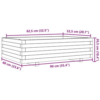 Plantenbak 90x60x26,5 cm massief grenenhout 10