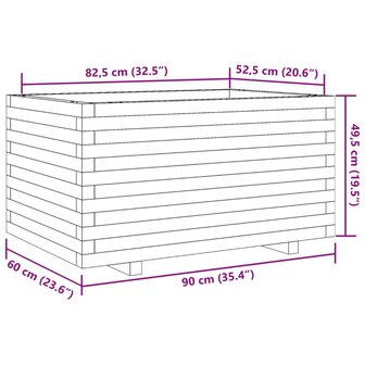 Plantenbak 90x60x49,5 cm massief grenenhout wit 10