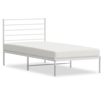 Bedframe met hoofdbord metaal wit 90x190 cm 2