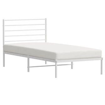 Bedframe met hoofdbord metaal wit 90x190 cm 4