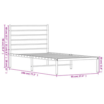 Bedframe met hoofdbord metaal wit 90x190 cm 10