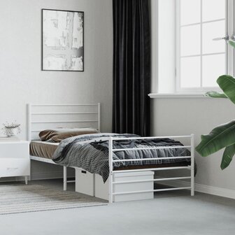 Bedframe met hoofd- en voeteneinde metaal wit 90x200 cm 1