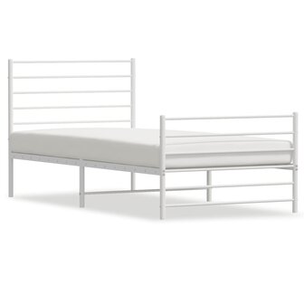 Bedframe met hoofd- en voeteneinde metaal wit 90x200 cm 2