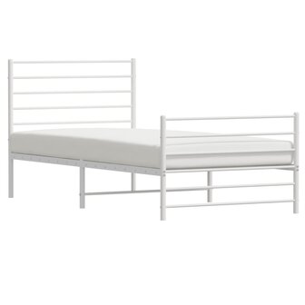 Bedframe met hoofd- en voeteneinde metaal wit 90x200 cm 4