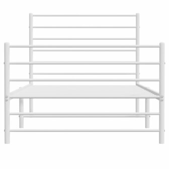 Bedframe met hoofd- en voeteneinde metaal wit 90x200 cm 6