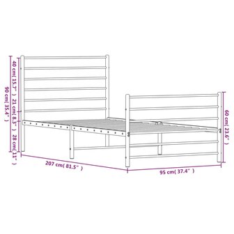 Bedframe met hoofd- en voeteneinde metaal wit 90x200 cm 10