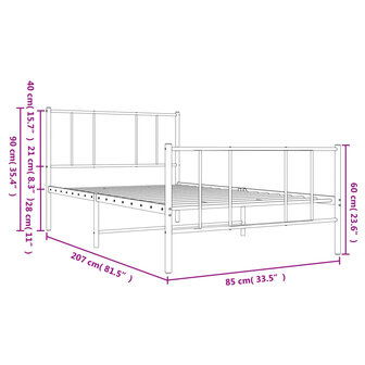 Bedframe met hoofd- en voeteneinde metaal zwart 80x200 cm 10