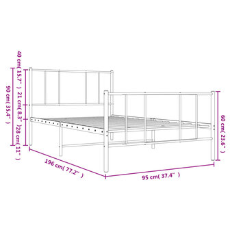 Bedframe met hoofd- en voeteneinde metaal zwart 90x190 cm 10