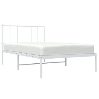 Bedframe met hoofdbord metaal wit 80x200 cm 3