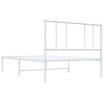 Bedframe met hoofdbord metaal wit 80x200 cm 8