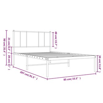 Bedframe met hoofdbord metaal wit 80x200 cm 10