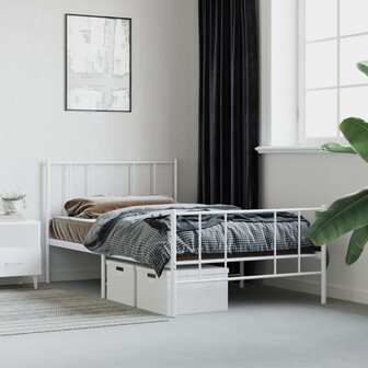 Bedframe met hoofd- en voeteneinde metaal wit 90x190 cm 4