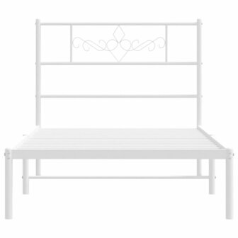 Bedframe met hoofdbord metaal wit 80x200 cm 4