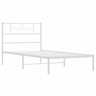 Bedframe met hoofdbord metaal wit 80x200 cm 5