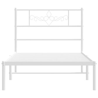 Bedframe met hoofdbord metaal wit 90x200 cm 4