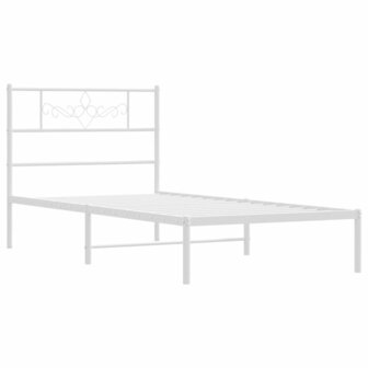 Bedframe met hoofdbord metaal wit 90x200 cm 5