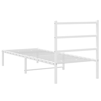 Bedframe met hoofdbord metaal wit 75 x 190 cm 7