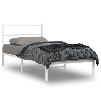 Bedframe met hoofdbord metaal wit 100x190 cm 1