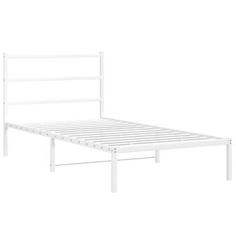 Bedframe met hoofdbord metaal wit 100x190 cm 2