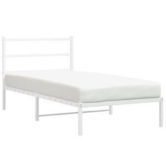 Bedframe met hoofdbord metaal wit 100x190 cm 4