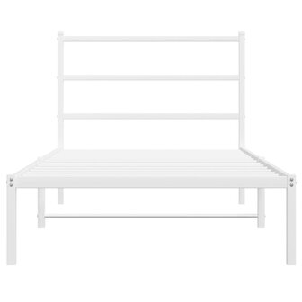 Bedframe met hoofdbord metaal wit 100x190 cm 5