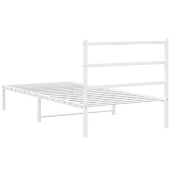 Bedframe met hoofdbord metaal wit 100x190 cm 7