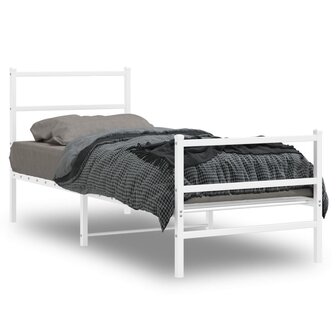 Bedframe met hoofd- en voeteneinde&nbsp;metaal wit 75x190 cm 1