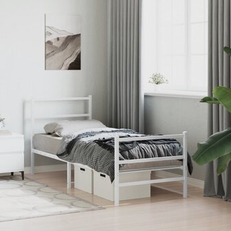 Bedframe met hoofd- en voeteneinde&nbsp;metaal wit 75x190 cm 3