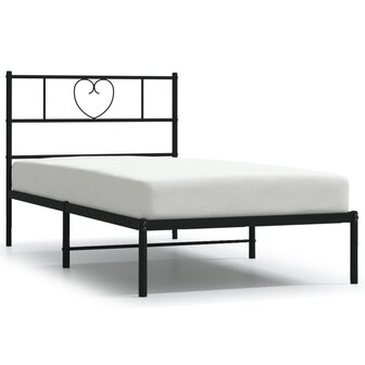 Bedframe met hoofdbord metaal zwart 100x190 cm 2