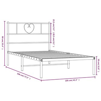 Bedframe met hoofdbord metaal zwart 100x190 cm 9