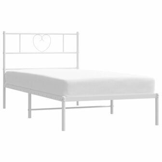 Bedframe met hoofdbord metaal wit 90x190 cm 3