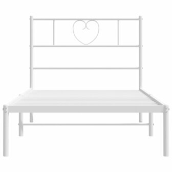 Bedframe met hoofdbord metaal wit 90x190 cm 4