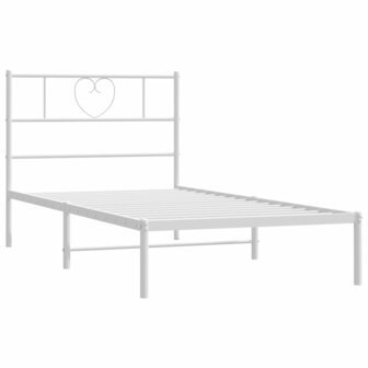 Bedframe met hoofdbord metaal wit 90x190 cm 5