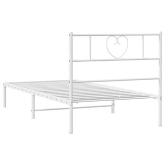 Bedframe met hoofdbord metaal wit 90x190 cm 7