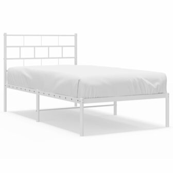 Bedframe met hoofdbord metaal wit 75 x 190 cm 2