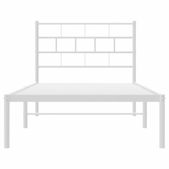 Bedframe met hoofdbord metaal wit 90x200 cm 5