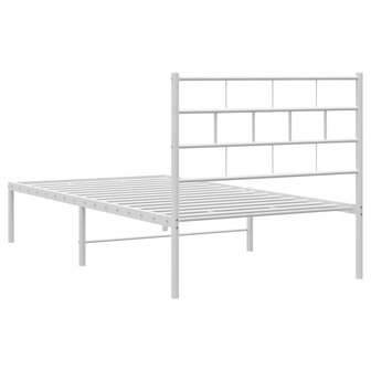 Bedframe met hoofdbord metaal wit 90x200 cm 7