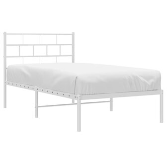 Bedframe met hoofdbord metaal wit 100x190 cm 3