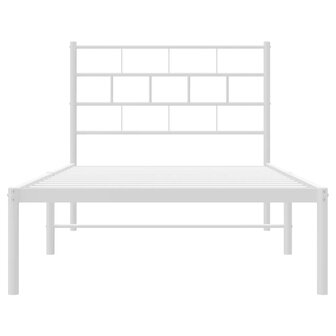 Bedframe met hoofdbord metaal wit 100x190 cm 5