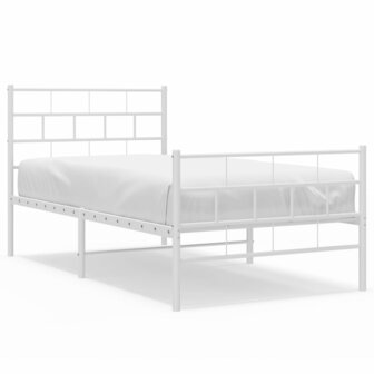 Bedframe met hoofd- en voeteneinde metaal wit 75x190 cm 2