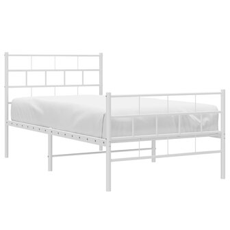 Bedframe met hoofd- en voeteneinde metaal wit 75x190 cm 3