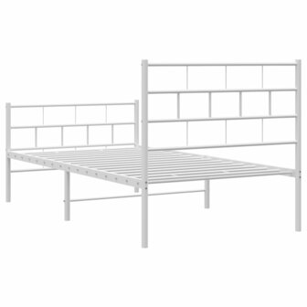 Bedframe met hoofd- en voeteneinde metaal wit 75x190 cm 7