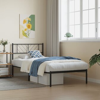 Bedframe met hoofdbord metaal zwart 100x190 cm 1