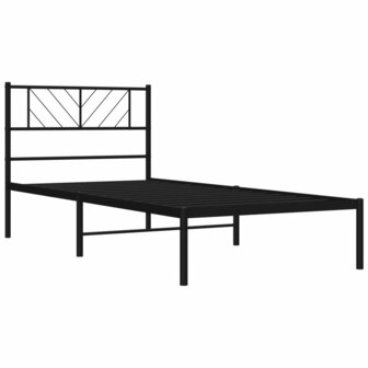 Bedframe met hoofdbord metaal zwart 100x190 cm 4