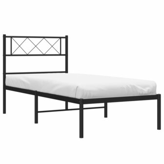 Bedframe met hoofdbord metaal zwart 100x190 cm 3