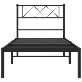 Bedframe met hoofdbord metaal zwart 100x190 cm 4