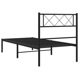 Bedframe met hoofdbord metaal zwart 100x190 cm 7